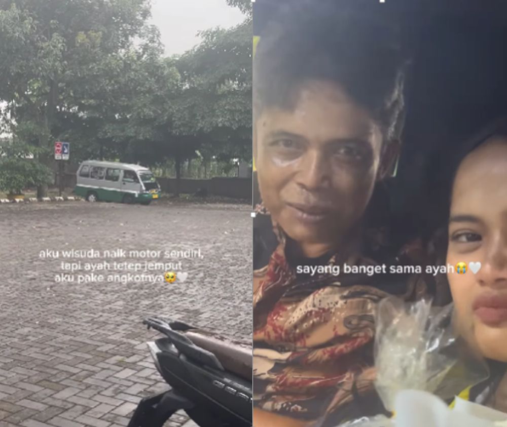 Mahasiswi Bahagia Berlari Saat Dijemput Ayah Supir Angkot